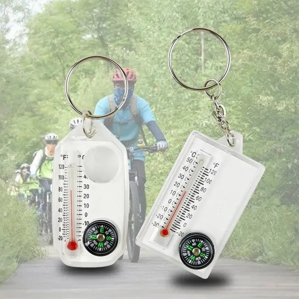 Portable Mini Mountaineering Thermometer Keychain Compass