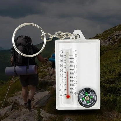 Portable Mini Mountaineering Thermometer Keychain Compass