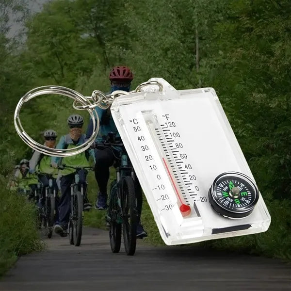 Portable Mini Mountaineering Thermometer Keychain Compass