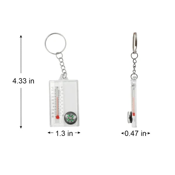 Portable Mini Mountaineering Thermometer Keychain Compass