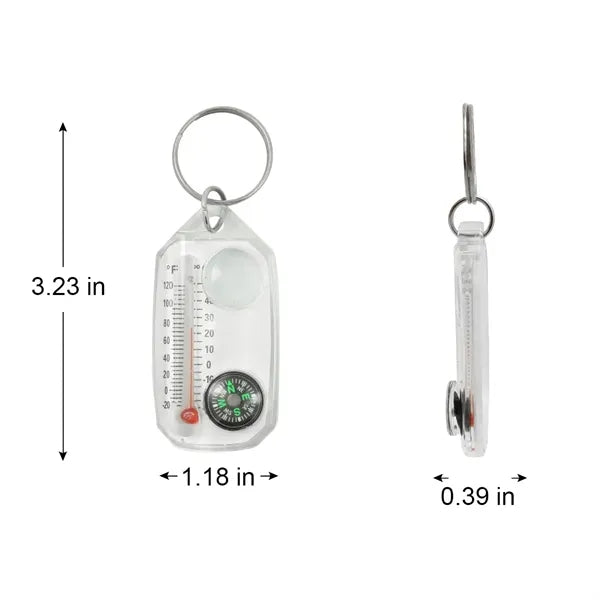Portable Mini Mountaineering Thermometer Keychain Compass