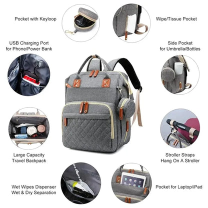3 in 1 Diaper Bag with Changing Pad Waterproof Baby Backpack