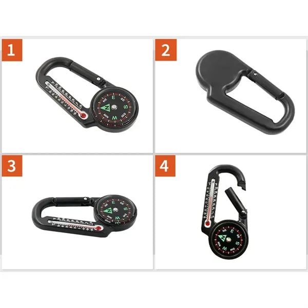 3-in-1 Single-Side Carabiner Compass with Thermometer