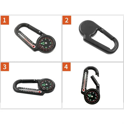 3-in-1 Single-Side Carabiner Compass with Thermometer