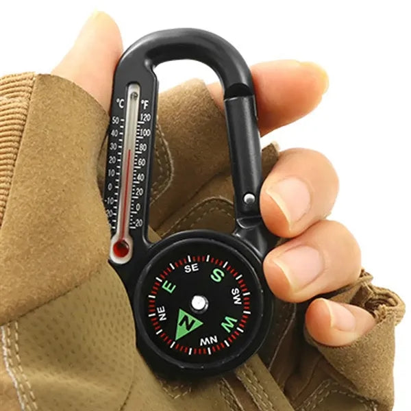 3-in-1 Single-Side Carabiner Compass with Thermometer