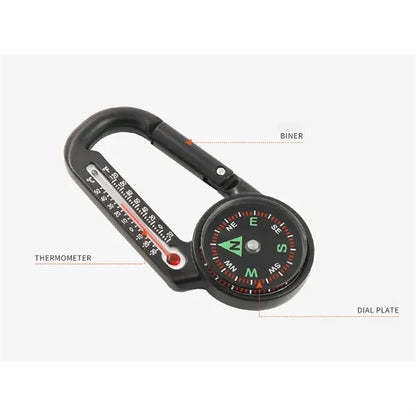3-in-1 Single-Side Carabiner Compass with Thermometer