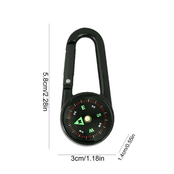 Single-Sided Outdoor Carabiner Compass with Clear Scale