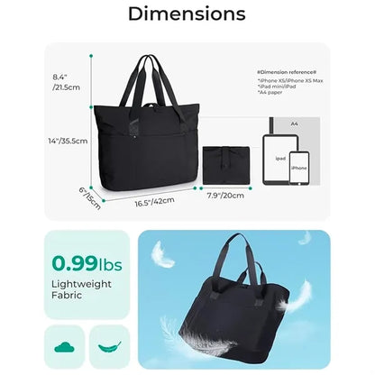 Foldable Zipper Tote Bag for Women Large Travel Shoulder Bag