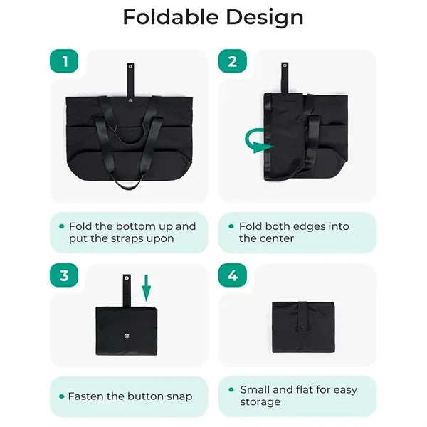 Foldable Zipper Tote Bag for Women Large Travel Shoulder Bag