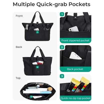 Foldable Zipper Tote Bag for Women Large Travel Shoulder Bag
