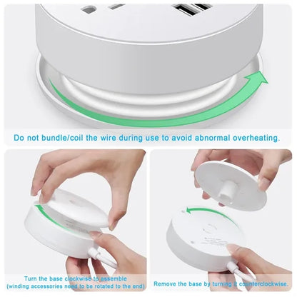 6-in-1 Charging Station with 3 AC Outlets and 2 USB Ports