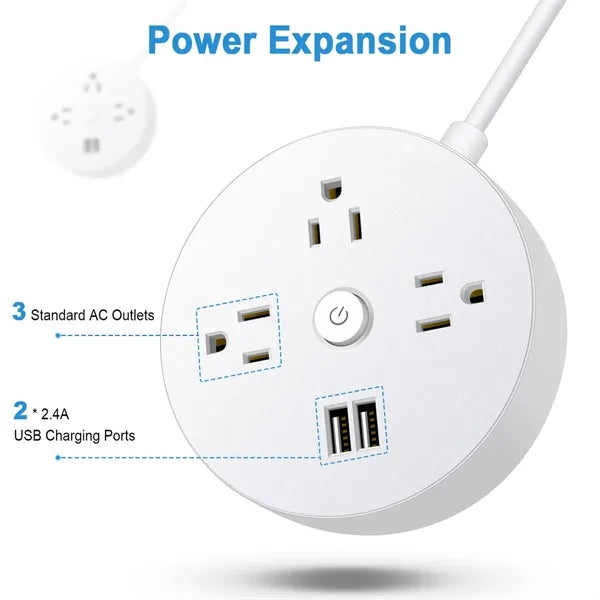 6-in-1 Charging Station with 3 AC Outlets and 2 USB Ports