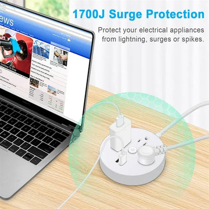 6-in-1 Charging Station with 3 AC Outlets and 2 USB Ports