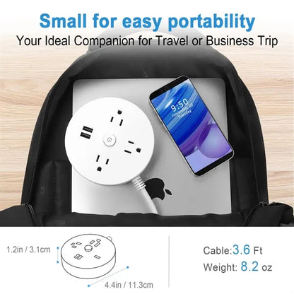 6-in-1 Charging Station with 3 AC Outlets and 2 USB Ports