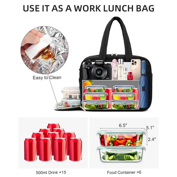 Insulated Lunch Tote Bag for Women Laptop Purse for Work