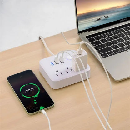 7-in-1 Wall Charger with 3 AC Outlets and 4 USB Ports