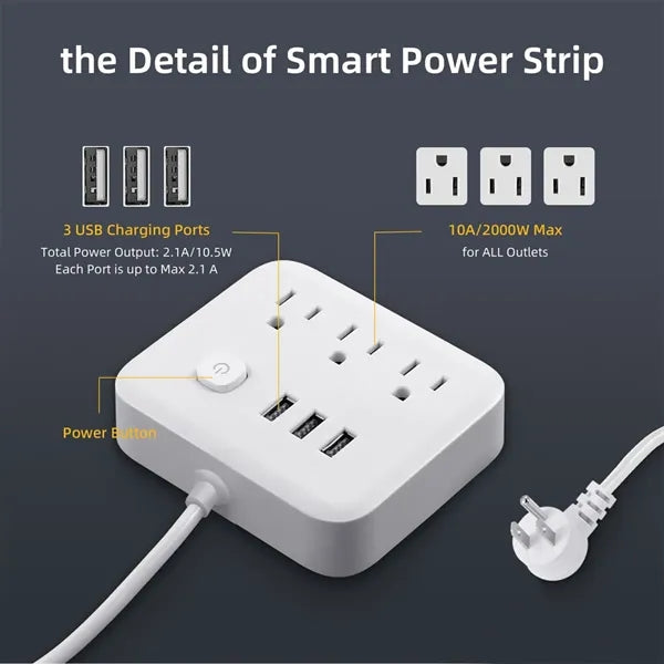 7-in-1 Wall Charger with 3 AC Outlets and 4 USB Ports
