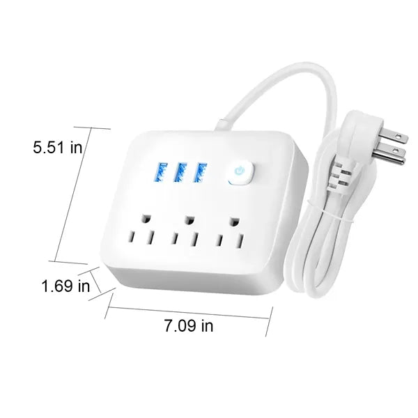 7-in-1 Wall Charger with 3 AC Outlets and 4 USB Ports