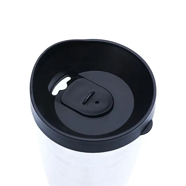 16oz Clear Plastic Double Wall Insulated Tumbler With Lid