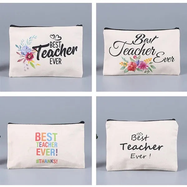 DIY Blank Canvas Zipper Pencil Pouch Makeup Bag