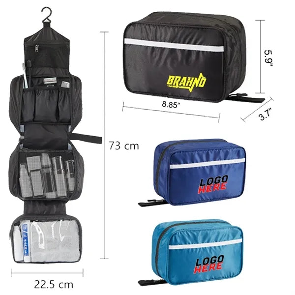 Nylon Waterproof Travel Toiletry Wash Bag With Hanging Hook