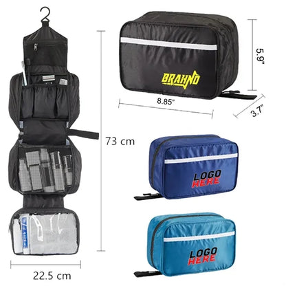 Nylon Waterproof Travel Toiletry Wash Bag With Hanging Hook