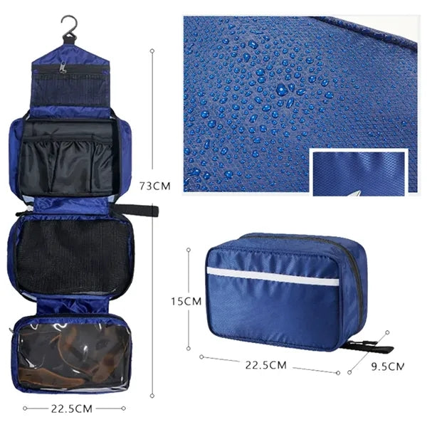 Nylon Waterproof Travel Toiletry Wash Bag With Hanging Hook