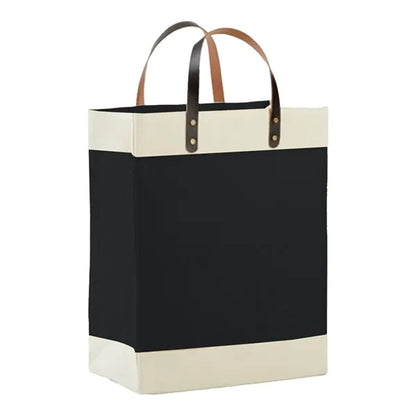 Laminated Jute Tote Bag with Cotton Accents and Leather Hand