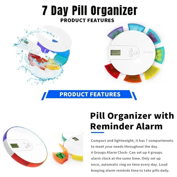 Portable Smart Pill Box Medicine Organizer With Timer