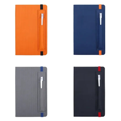 A5 Textured Notebook with with External Pen Holder Strap