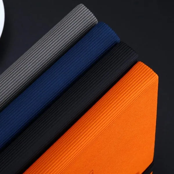 A5 Textured Notebook with with External Pen Holder Strap