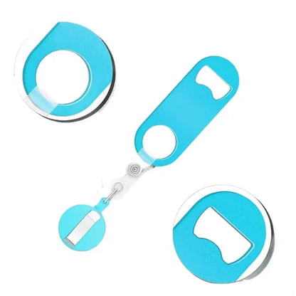 Retractable Badge Holder Keychain w/ Bottle Opener Belt Clip