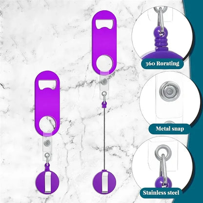 Retractable Badge Holder Keychain w/ Bottle Opener Belt Clip