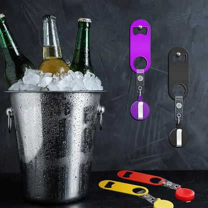 Retractable Badge Holder Keychain w/ Bottle Opener Belt Clip