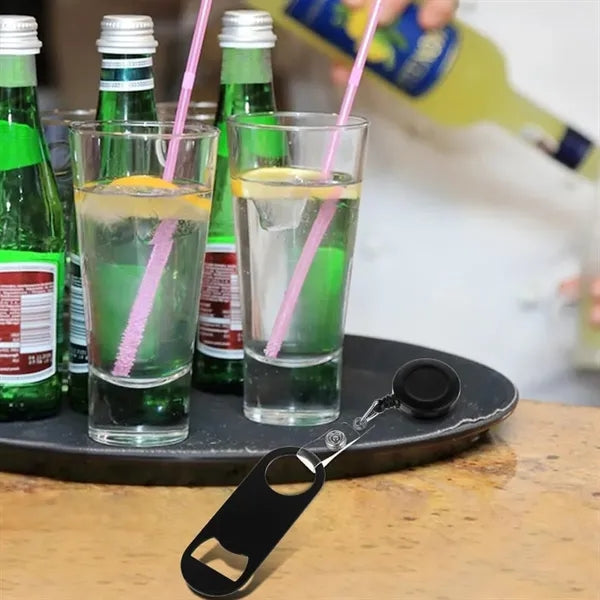 Retractable Badge Holder Keychain w/ Bottle Opener Belt Clip