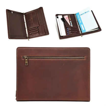 13'' Genuine Leather Portfolio Laptop Tablet Case Bag
