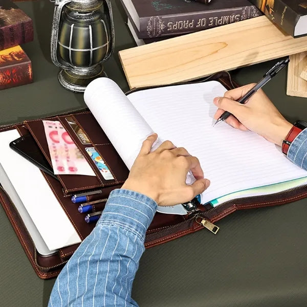13'' Genuine Leather Portfolio Laptop Tablet Case Bag