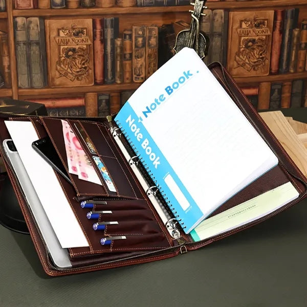 13'' Genuine Leather Portfolio Laptop Tablet Case Bag