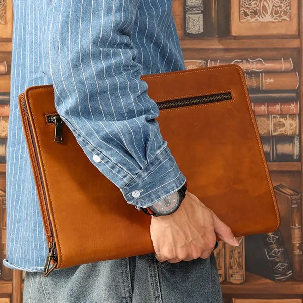 13'' Genuine Leather Portfolio Laptop Tablet Case Bag