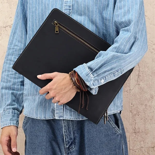 13'' Genuine Leather Portfolio Laptop Tablet Case Bag