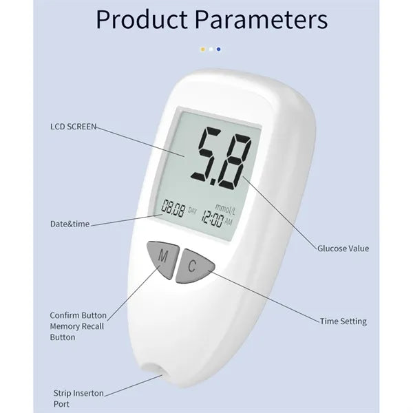 Blood Glucose Monitor Testing Kit With Strips And Lancets