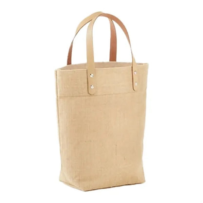 Eco-Friendly Mini Jute Tote with Leather Handles