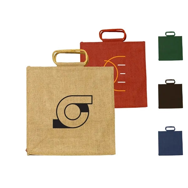 All Natural Jute Bag With Cane Handles
