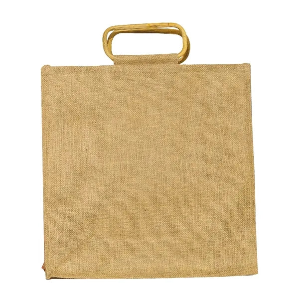 All Natural Jute Bag With Cane Handles