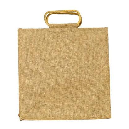 All Natural Jute Bag With Cane Handles