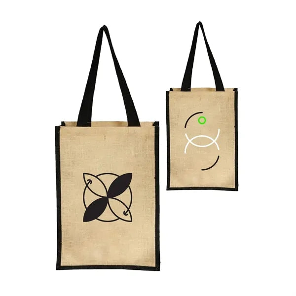 Stylish Laminated Jute & Cotton Tote with Leather Handles