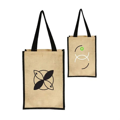 Stylish Laminated Jute & Cotton Tote with Leather Handles