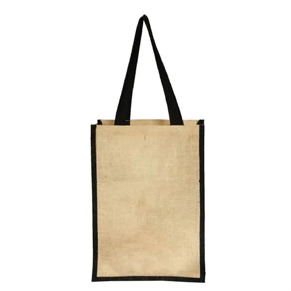 Stylish Laminated Jute & Cotton Tote with Leather Handles