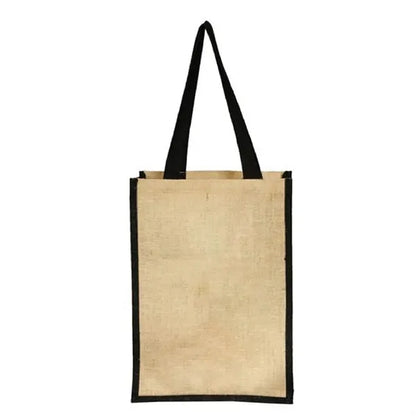 Stylish Laminated Jute & Cotton Tote with Leather Handles
