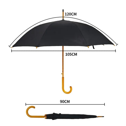 Auto Open Wood Shaft and Hook Handle Umbrella